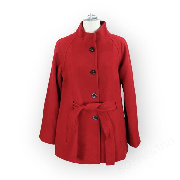 New S/M Pendleton Winter Getaway Coat Jacket MerinoWool MadeInUSA Red ALine - Picture 2 of 16
